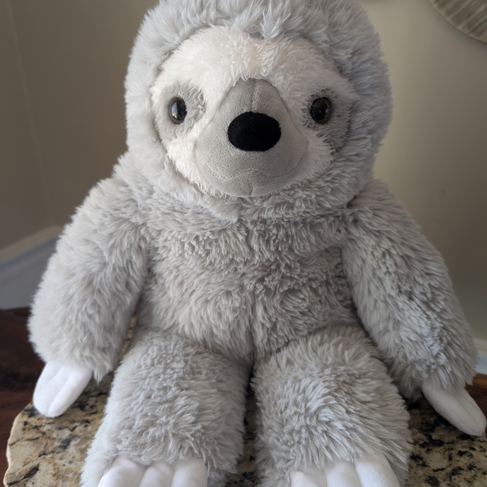 Vermont Teddy Bear Plush - Soft Light Gray Sloth